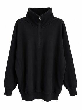 TKEES Black Oversized Half Zip Sweater Dress Size 0/1 S/M